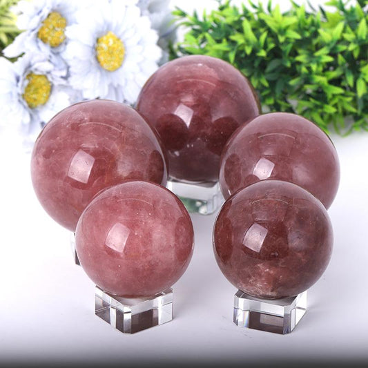 2.0"-4.5" Strawberry Quartz Sphere Best Crystal Wholesalers