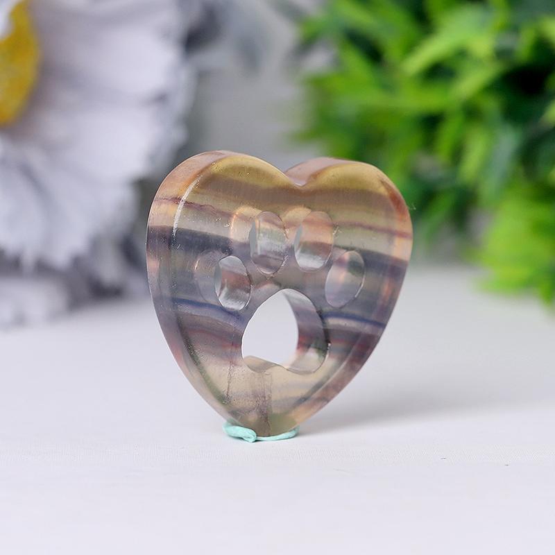 1.5" Heart with Cat Paw Shape Crystal Carvings Best Crystal Wholesalers