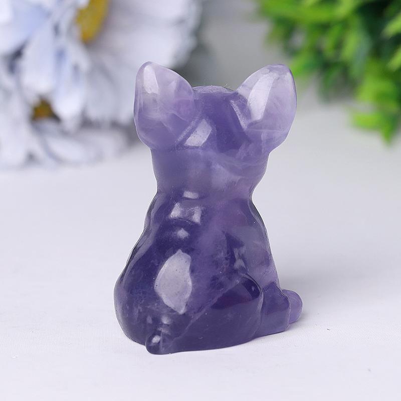 2.5" Wholesale High Quality Fluorite French Bulldog Carving Crystal Dog For Home Decor Animal Bulk Best Crystal Wholesalers