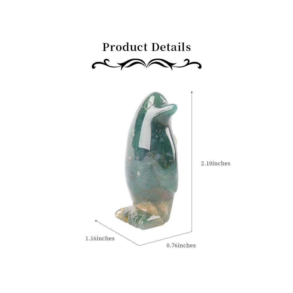 2" Moss Agate Crystal Carving Penguin Free Form Animal Bulk Best Crystal Wholesalers