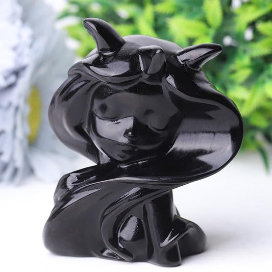 3.3" Black Obsidian Devil Crystal Carvings Best Crystal Wholesalers