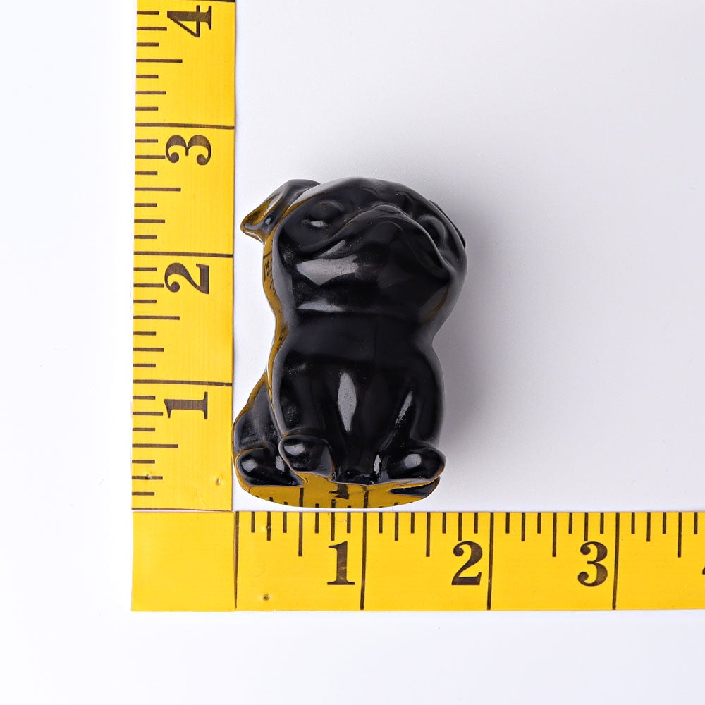 2.3" Black Obsidian Pug Dog Crystal Carvings Animal Cartoon Bulk Best Crystal Wholesalers