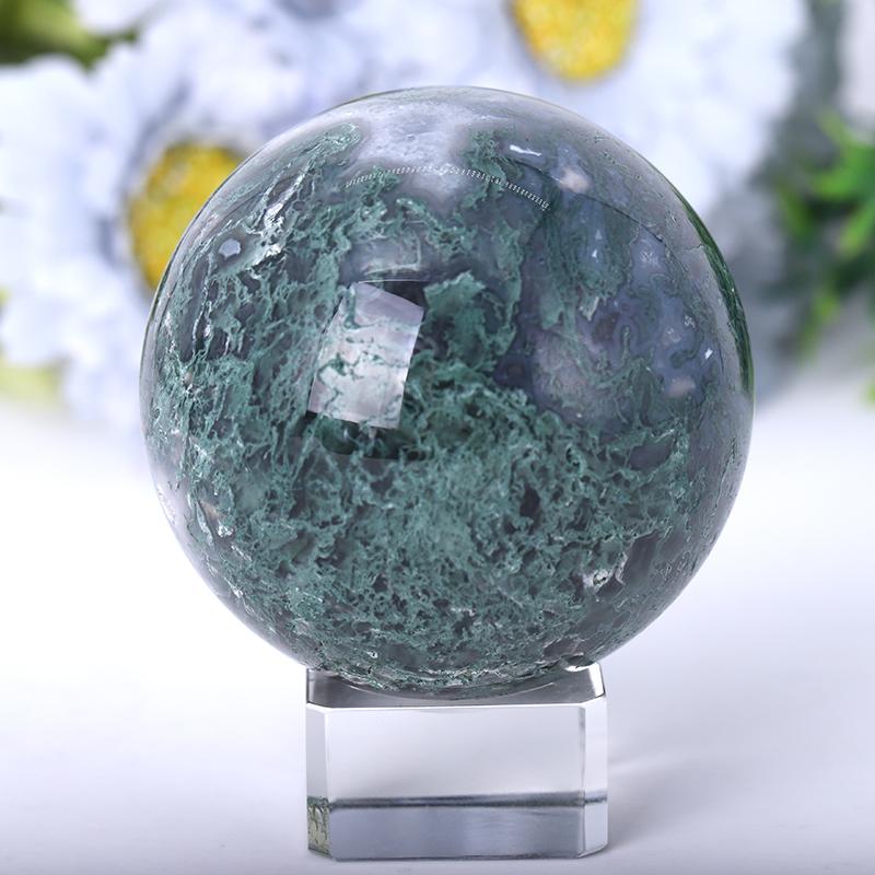 2.0"-4.5" Moss Agate Sphere Best Crystal Wholesalers