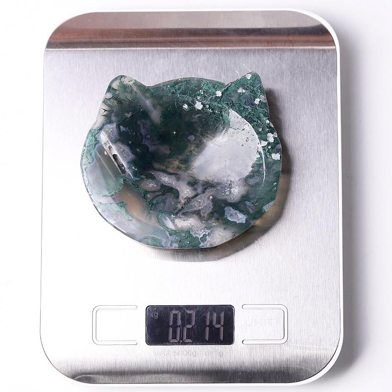 3.5" Moss Agate Cat Head Bowl Crystal Carvings Animal Bulk Best Crystal Wholesalers