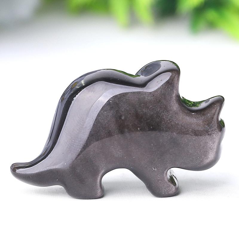 1.7" Silver Obsidian Dinosaur Crystal Carvings Animal Bulk Best Crystal Wholesalers