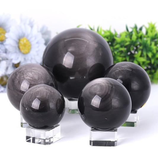 2.0"-4.5" Silver Obsidian Sphere Best Crystal Wholesalers