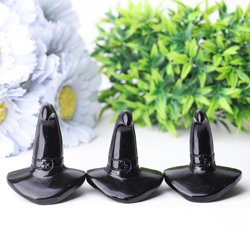 2.25" Black Obsidian Witch's Hat Crystal Carvings Best Crystal Wholesalers