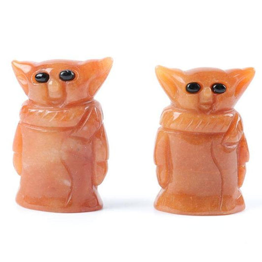 Red Aventurine Crystal Carving Yoda 2" Cartoon BulkBest Crystal Wholesalers