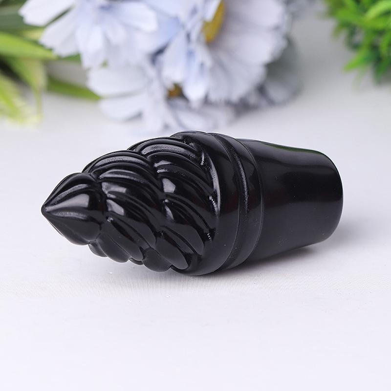 4" Black Obsidian Ice Cream Crystal Carvings Model Bulk Best Crystal Wholesalers