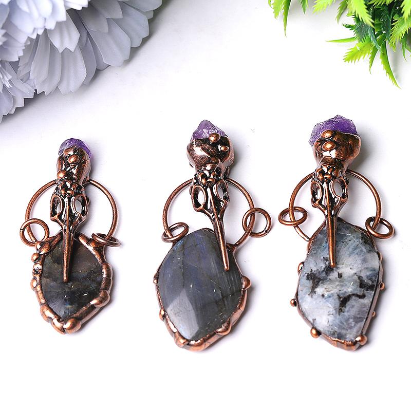 2.5" Labradorite with Amethyst Pendant for Jewelry DIY Best Crystal Wholesalers