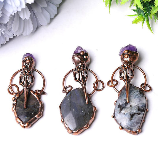 2.5" Labradorite with Amethyst Pendant for Jewelry DIY Best Crystal Wholesalers