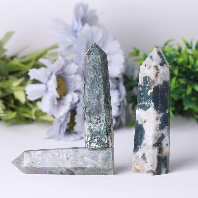 Wholesale Natural Moss Agate Towers Points Bulk Healing Stone  Best Crystal Wholesalers