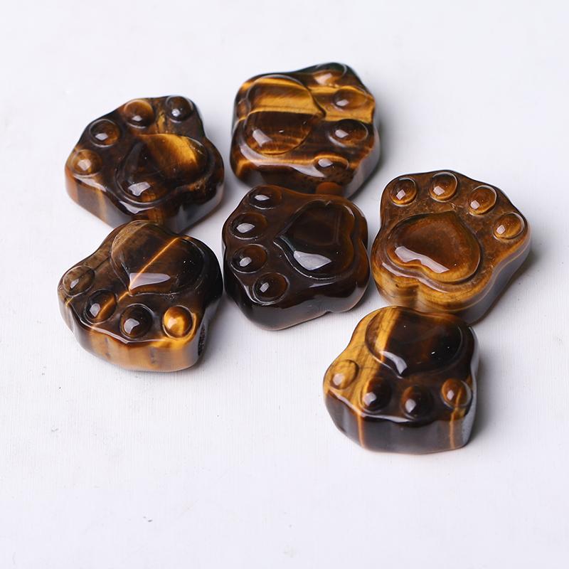 0.7" Tiger Eye Cat Paw Crystal Carvings Animal Bulk Best Crystal Wholesalers