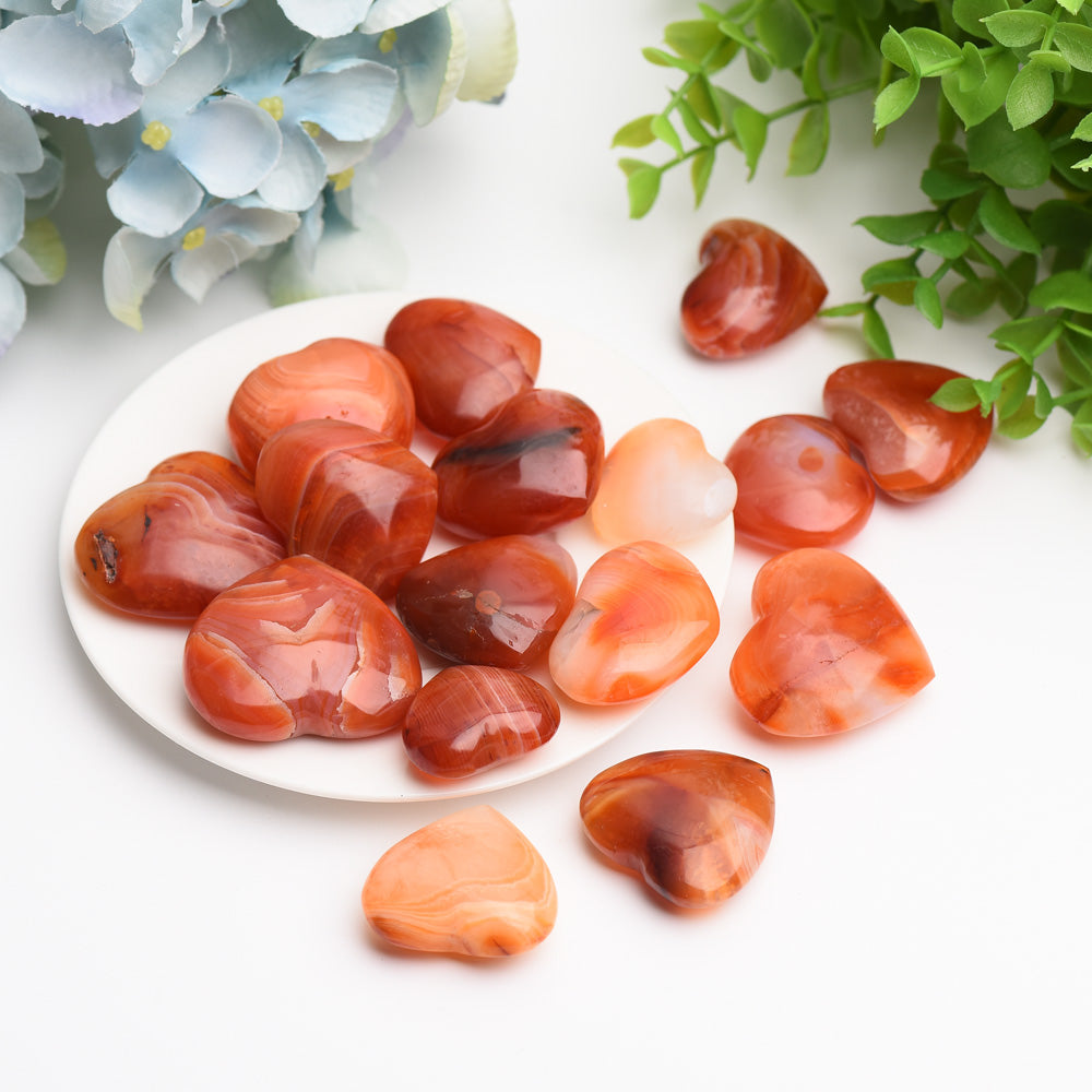 1.2"-1.5" Carnelian Heart Crytsal Carving Palm Stone Bag Bulk WholesaleBest Crystal Wholesalers