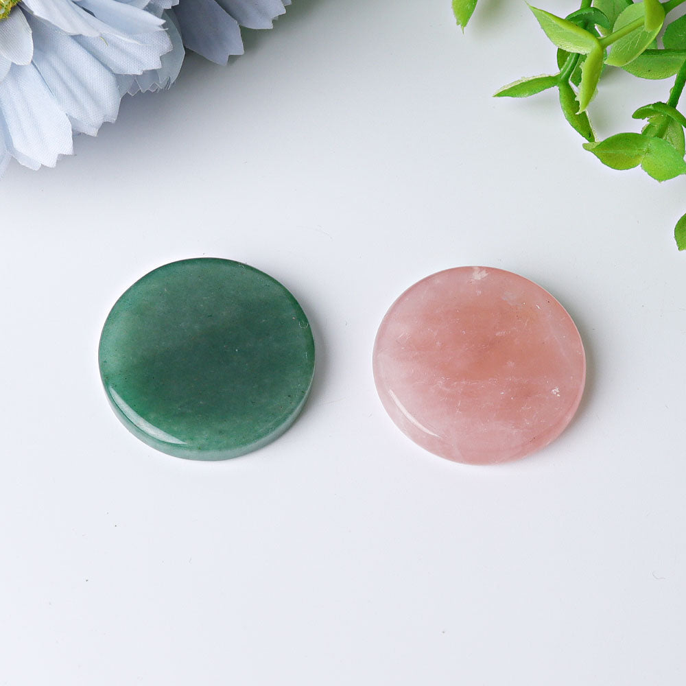 1.35" Chakra Green Aventurine Rose Quartz Palm Stone Bulk Best Crystal Wholesalers