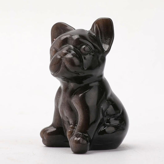 Silver Obsidian Dog Carving Animal Bulk Best Crystal Wholesalers