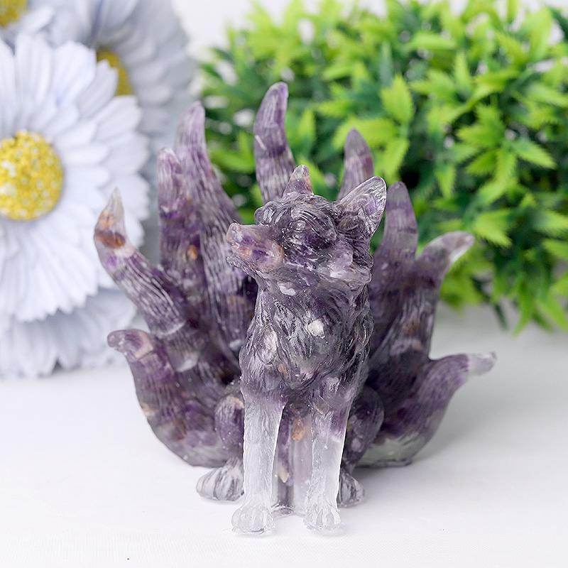 4" Nine-tail Fox Crystal Resin Carvings Best Crystal Wholesalers