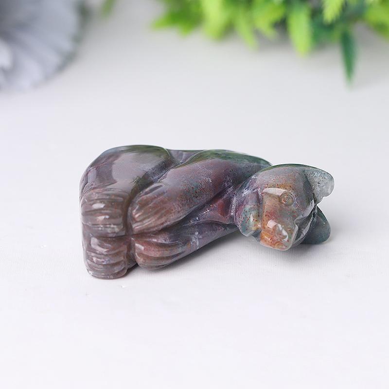 2" Moss Agate Bear Crystal Carving Animal Cartoon Bulk Best Crystal Wholesalers