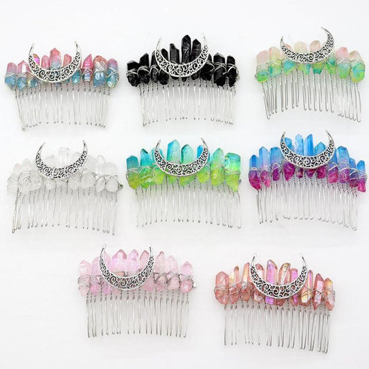 Aura Crystal Witch Moon Crown Silver Wire Hair Accessories Comb Best Crystal Wholesalers
