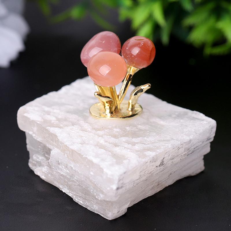 4" Selenite Base with Carnelian Decoration Free Form Bulk Best Crystal Wholesalers