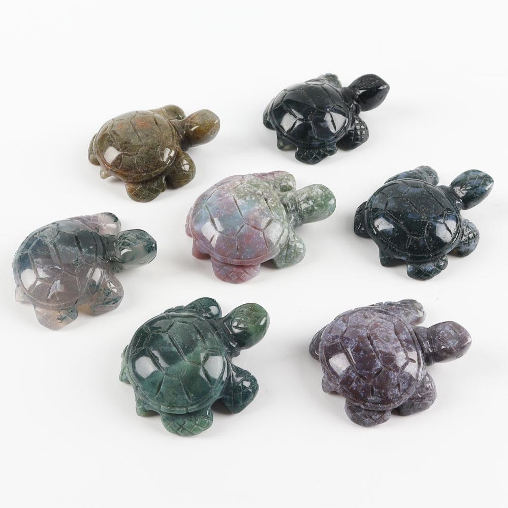 Crystal Carving Moss Agate Turtle Figurine Animal Bulk Best Crystal Wholesalers