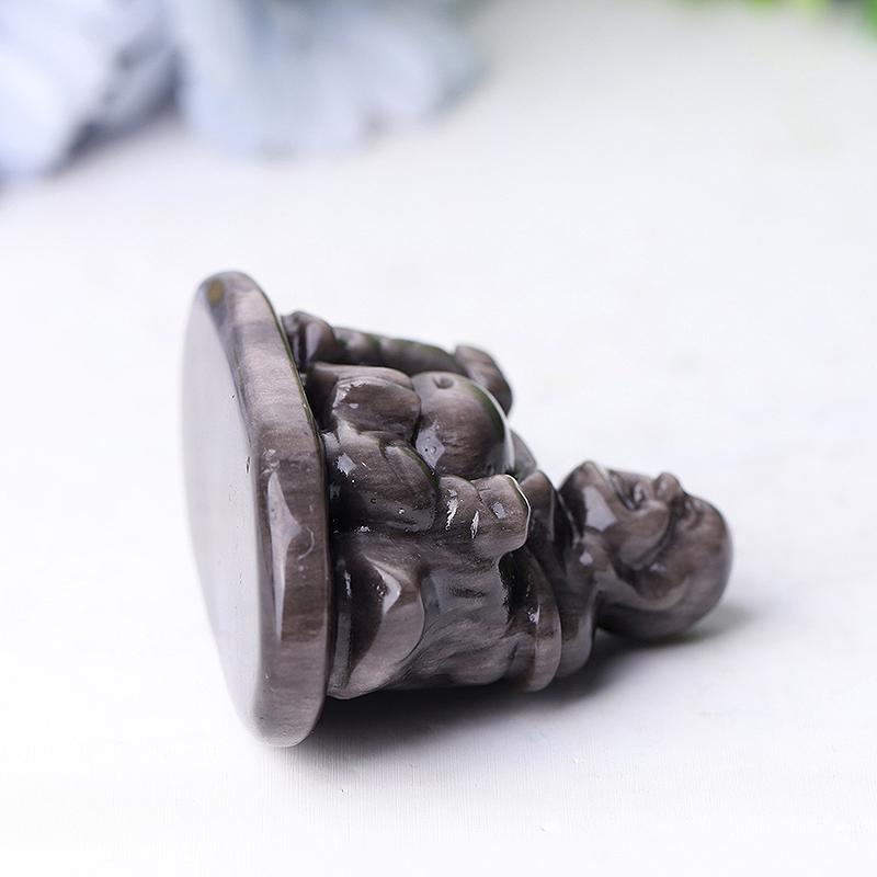 2.4" Silver Obsidian Buddha Crystal Carvings Model Bulk Best Crystal Wholesalers