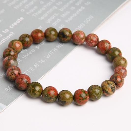 8mm Unakite Crystal Bracelet