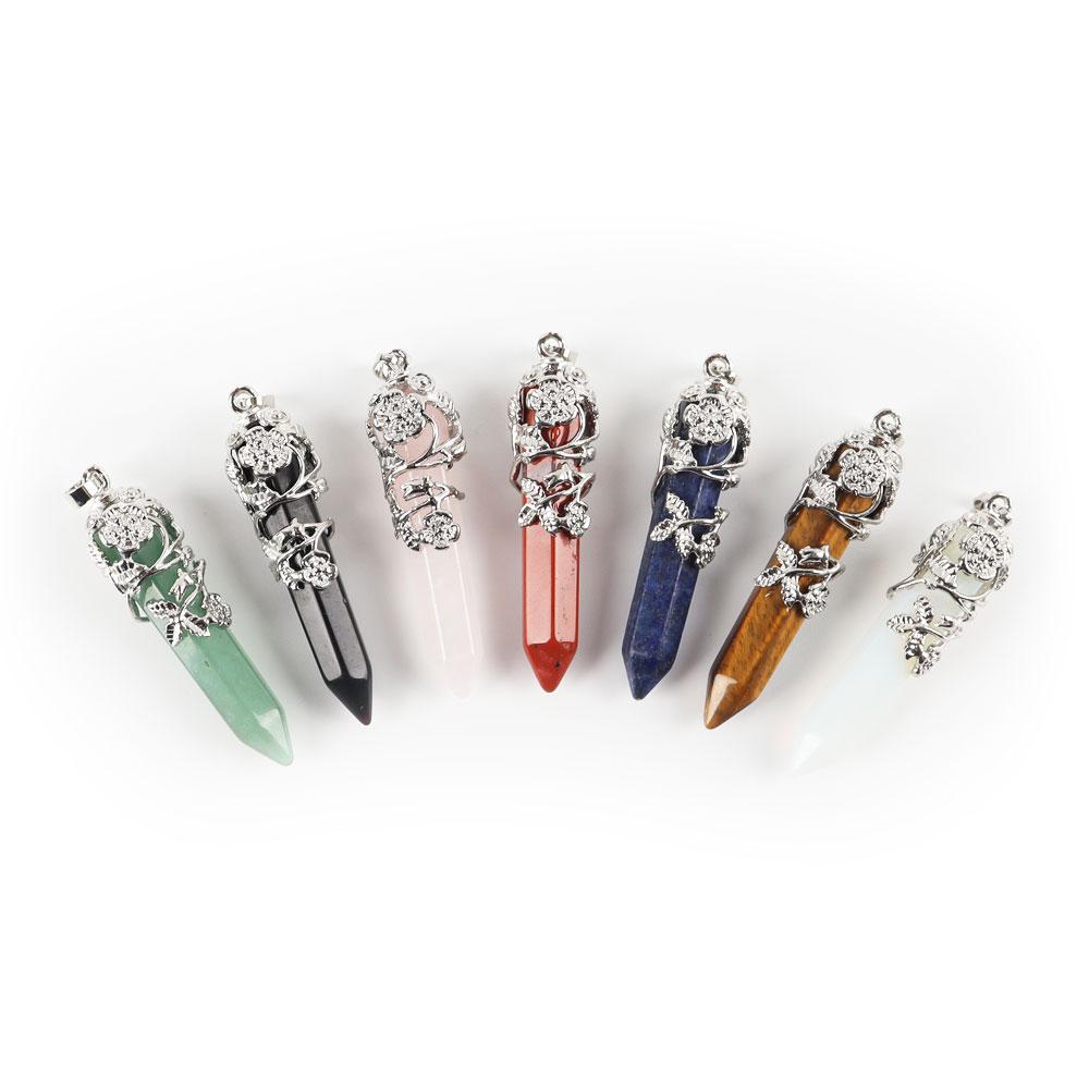 Hexagonal Wire Wrapped Pointed Quartz Pendant Best Crystal Wholesalers