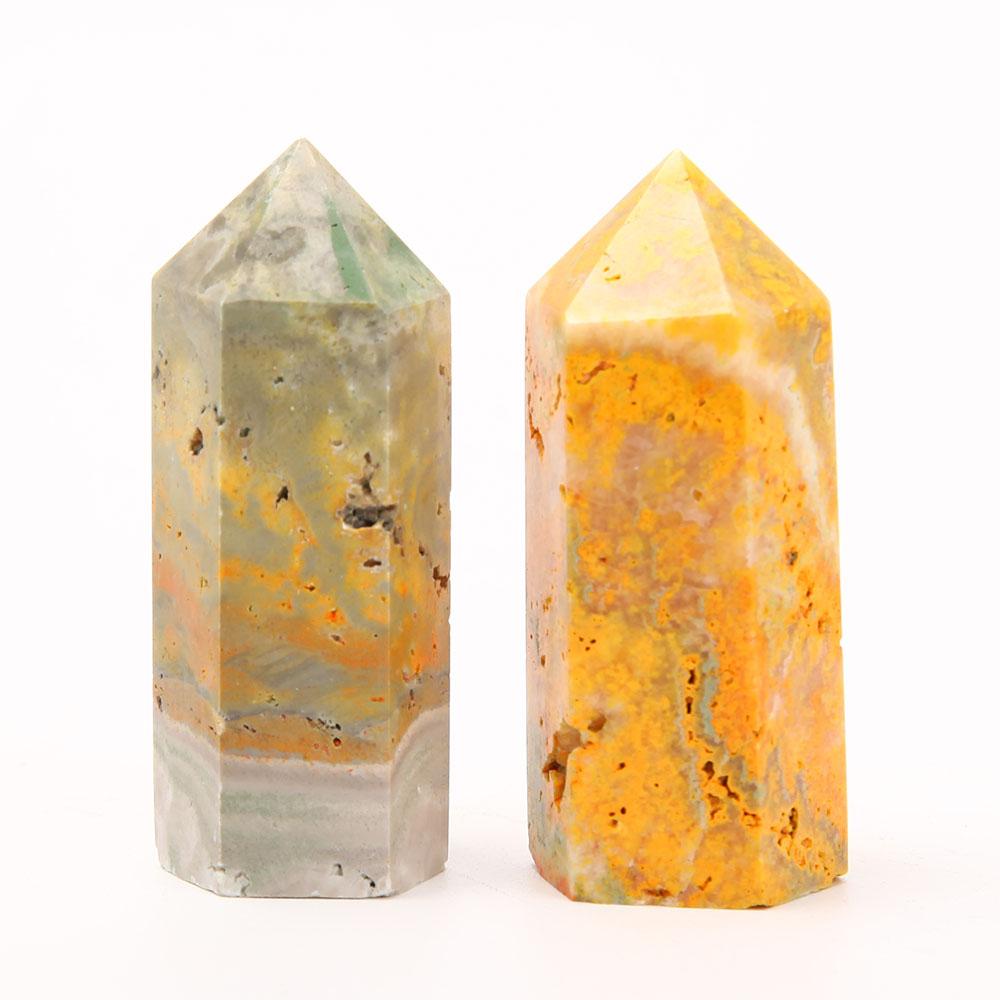 Set of 2 Bumble Bee Jasper Towers Points Bulk Best Crystal Wholesalers