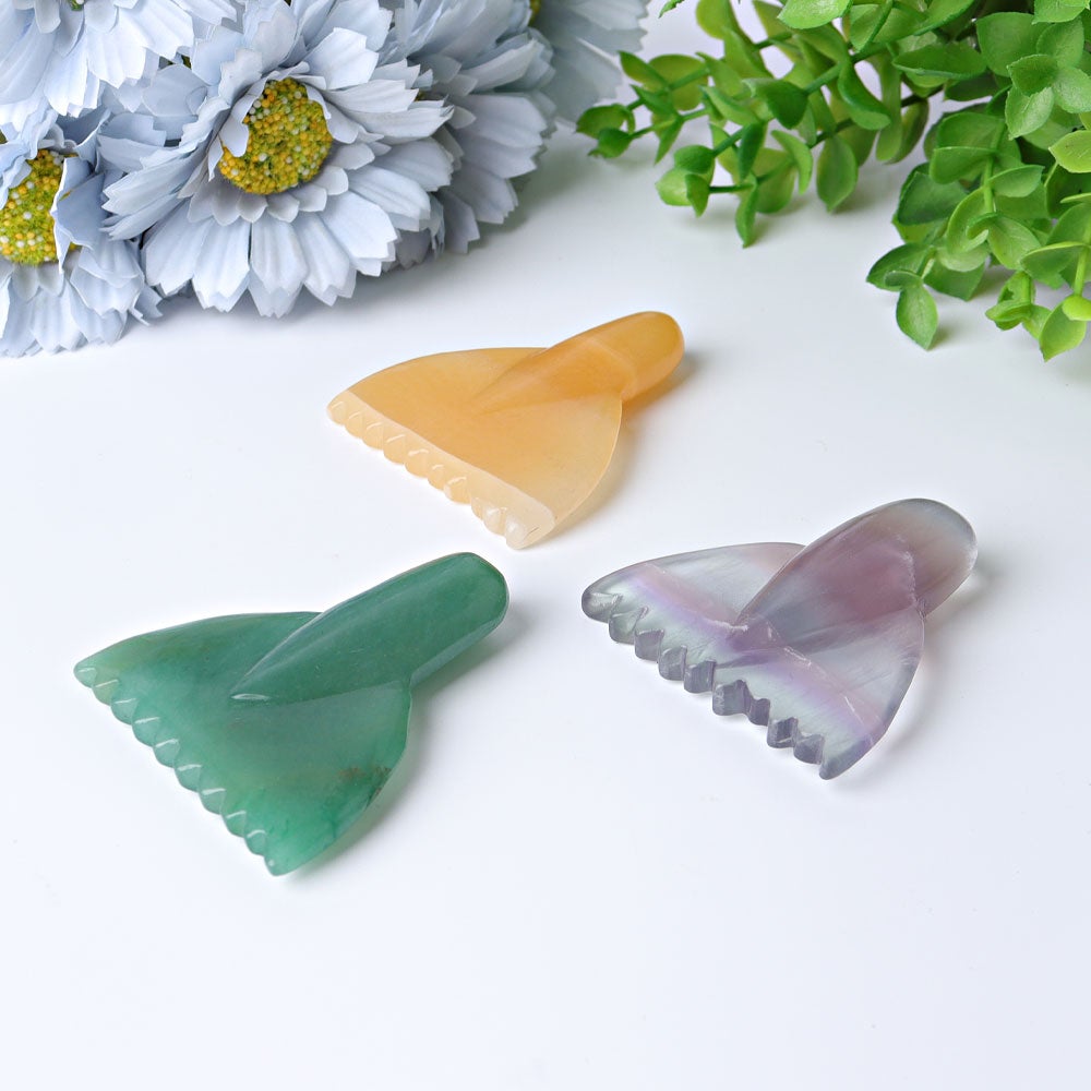 2.2" Fish Mermaid Tail Crystal Carvings Animal Bulk Best Crystal Wholesalers Yellow Calcite Fluorite Green Aventurine Purple Mica