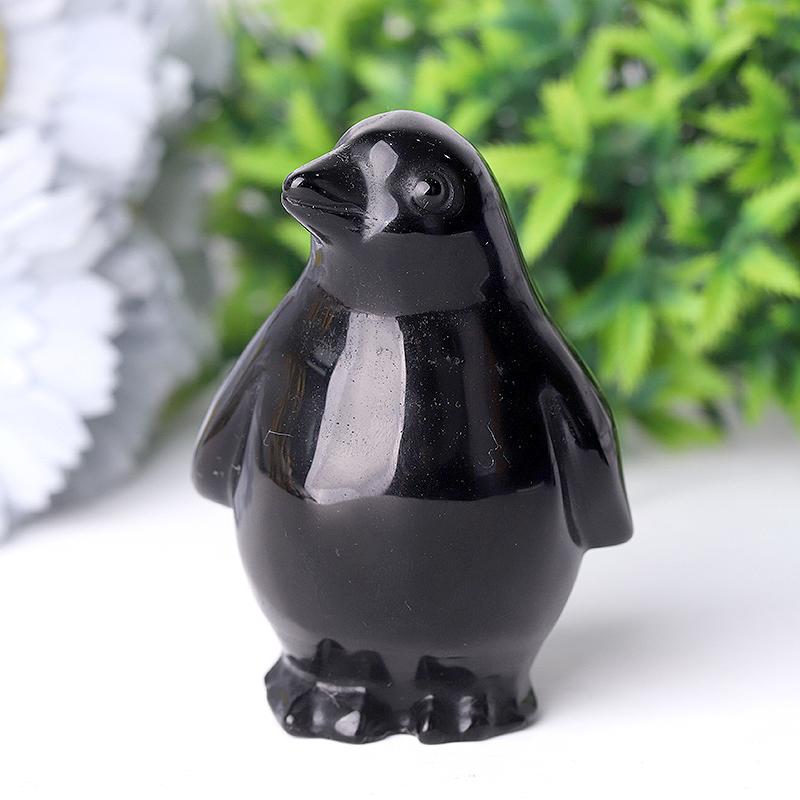 3.2" Silver Obsidian Penguin Crystal Carvings Animal Bulk Best Crystal Wholesalers