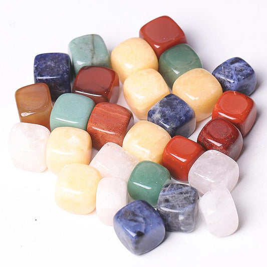 Mixed natural polished crystals in cube shape