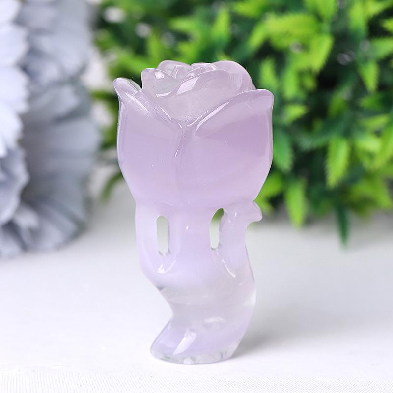 3" Natural Fluorite Rose Flower Carving for Collection Plants Bulk Best Crystal Wholesalers