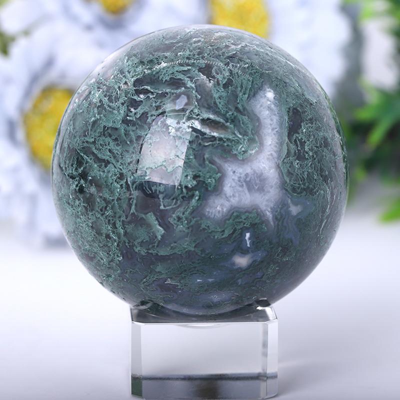 2.0"-4.5" Moss Agate Sphere Best Crystal Wholesalers