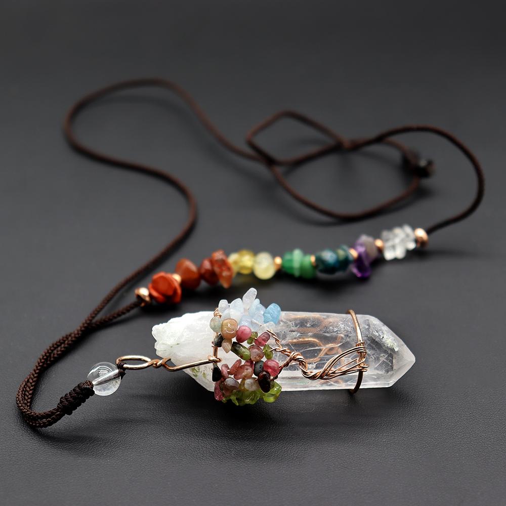 Clear Quartz Life Tree Chakra Necklace Best Crystal Wholesalers