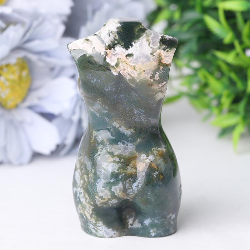 3" Moss Agate Pregnent Woman Body Crystal Carvings Best Crystal Wholesalers