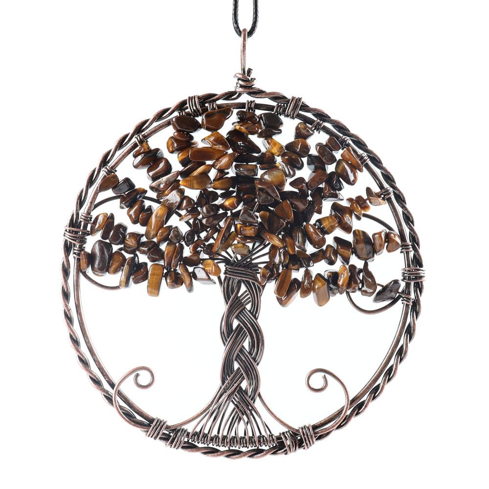 Tiger's Eye Tree of Life Wire Wrapped Pendant Bulk & wholesale