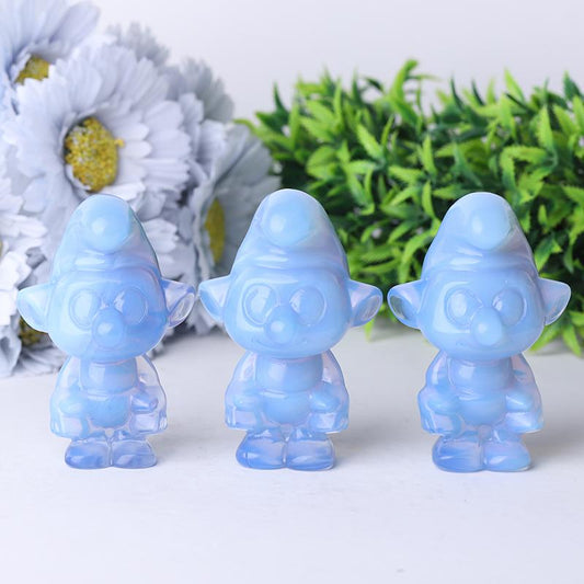 3.2" Blue Opalite Smurfs Crystal Carvings Cartoon Bulk Best Crystal Wholesalers