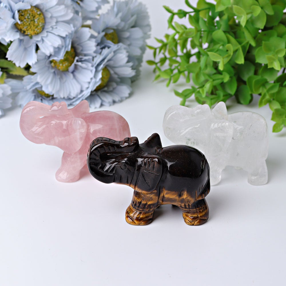 3" Elephant Crystal Carvings Animal Bulk Best Crystal Wholesalers