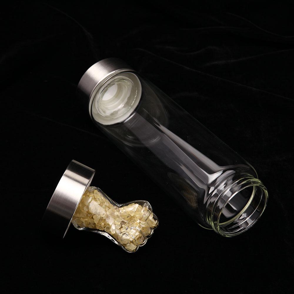 Citrine Chips Glass Water Bottle