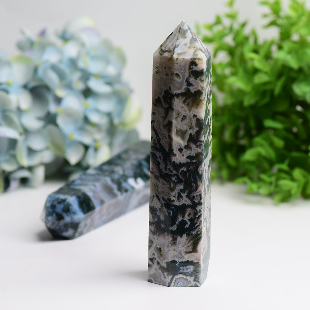 6.0" Moss Agate Crystal Tower Bulk Crystal wholesale suppliers