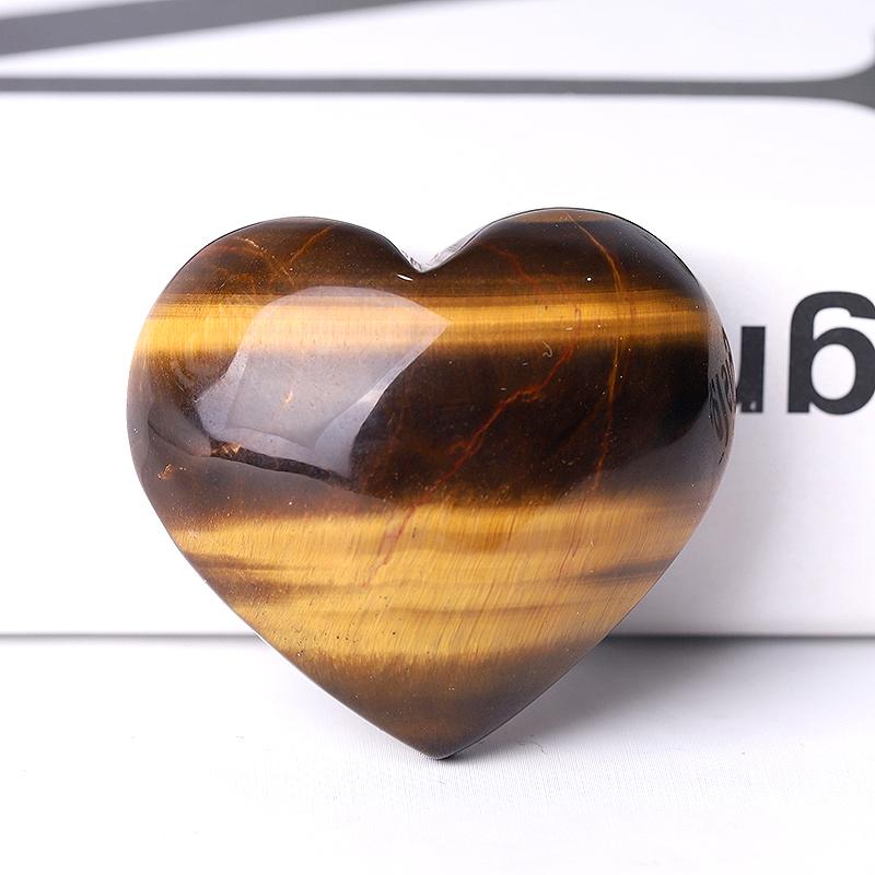 2" Tiger's Eye Heart Crystal Carvings Best Crystal Wholesalers