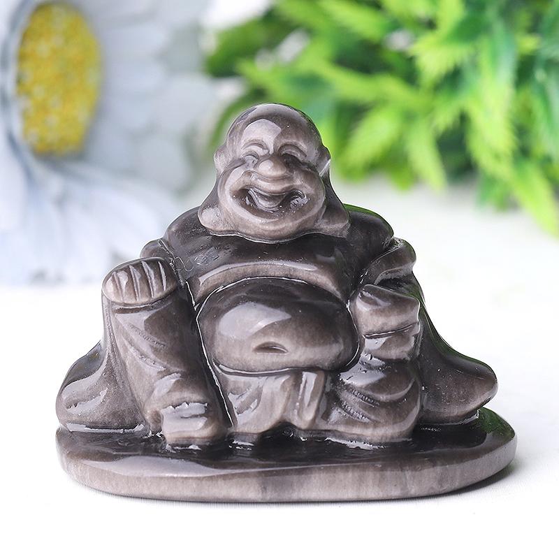 2.4" Silver Obsidian Buddha Crystal Carvings Model Bulk Best Crystal Wholesalers