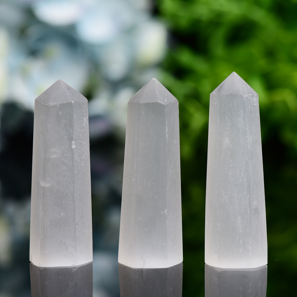 Set of 3 Selenite Towers Points Bag Bulk Best Crystal Wholesalers