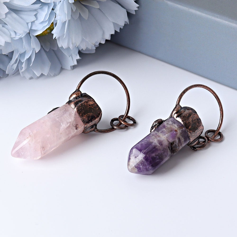 2.4" Amethyst Rose Quartz with Kyanite Pendant for DIY Best Crystal Wholesalers