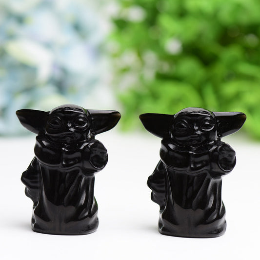 2.3" Black Obsidian Master Crystal Carving Cartoon Bulk Best Crystal Wholesalers