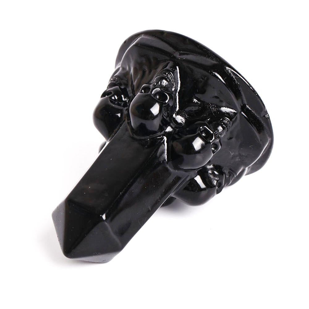 Black Obsidian Towers Points Bulk With Carving Skull Decor Best Crystal Wholesalers