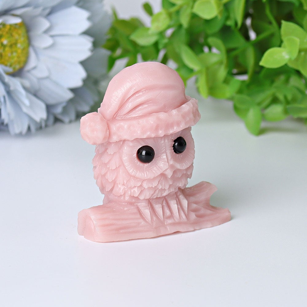 2.1" Pink Opal Owl Crystal Carvings for Christmas Best Crystal Wholesalers