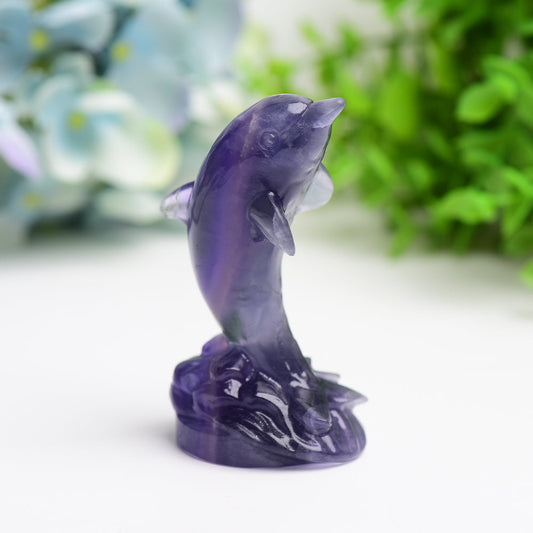 3.5" Fluorite Dolphin Crystal Carving Free Form Bulk WholesaleBest Crystal Wholesalers