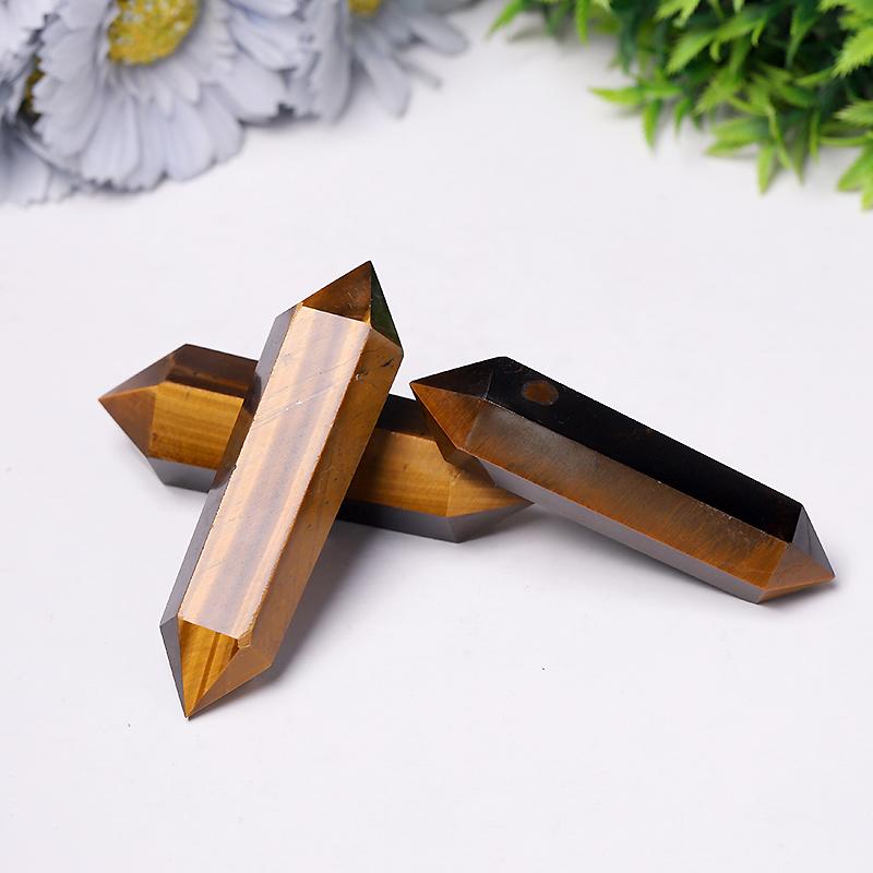 Wholesale Natural High Quality Tiger Eye Stone Quartz Crystal Double Point DT Wand Best Crystal Wholesalers